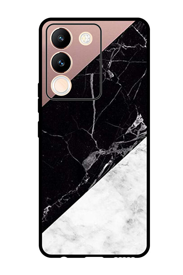 Protective Case For Vivo V29e Hite & Black Marble Top Is Plain