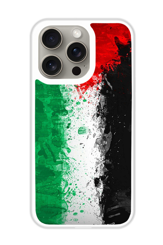 Protective Case Cover For APPLE IPHONE 15 Pro Max Palestine Flag 1 (White Bumper)