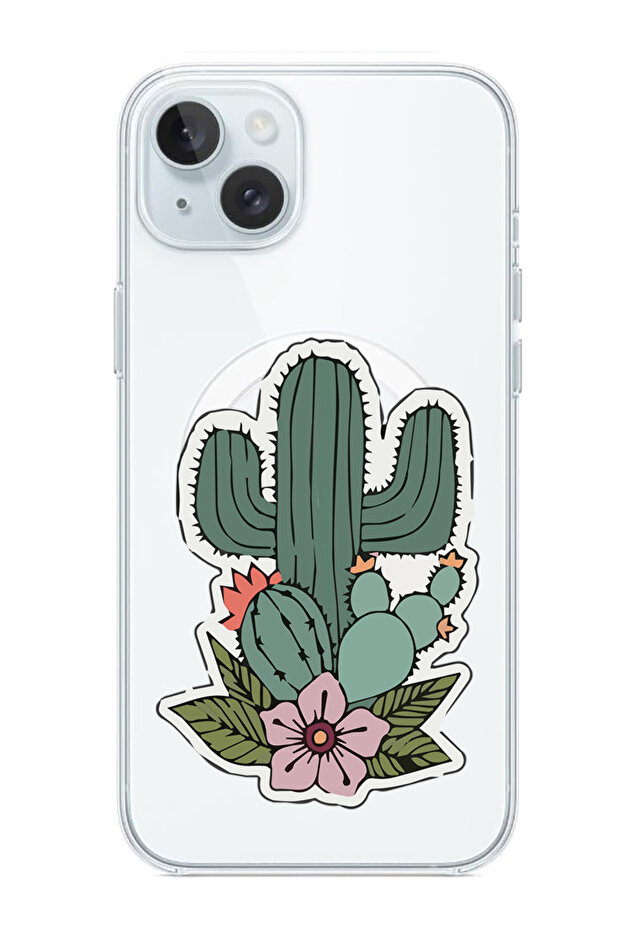 Case for iPhone 15 Plus 6.7-inch Compatible with MagSafe, Shockproof Phone Bumper Cover Cactus