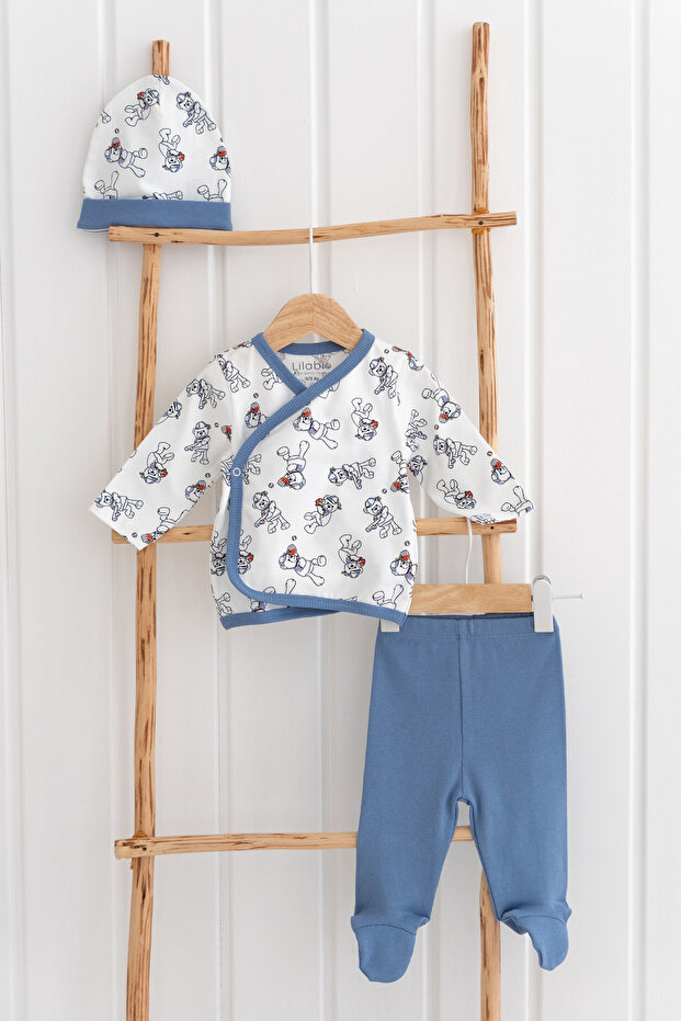 100% Cotton 3 Piece Baby Bodysuit Set Newborn Gift Set Teddy Bear
