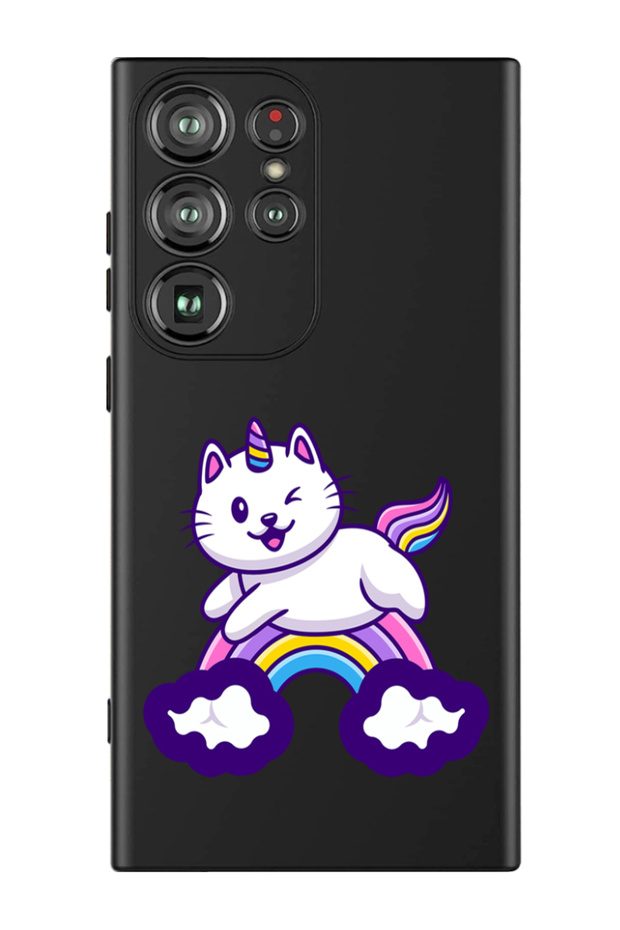 Protective Liquid Silicone Shockproof Case For Samsung Galaxy S24 Ultra (Black) - Cute Unicorn