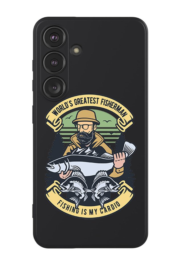 Protective Liquid Silicone Case For Samsung Galaxy S24 Plus (Black) - Fishing is my Cardio