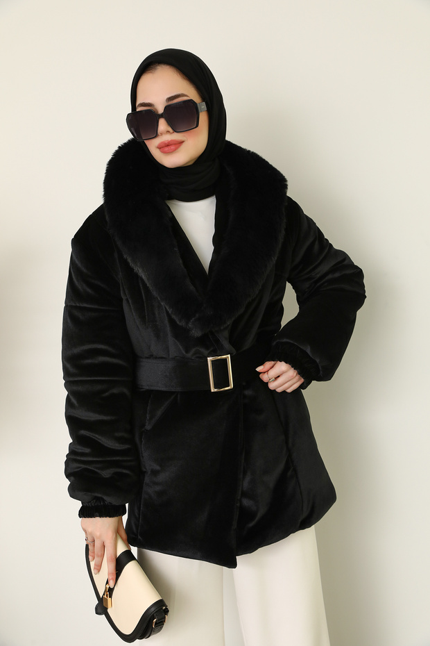 Kadife Detaylı Mont - 3