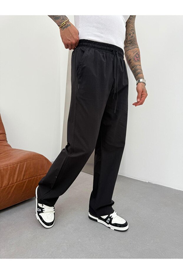 Crne Lan široke pantalone - 2