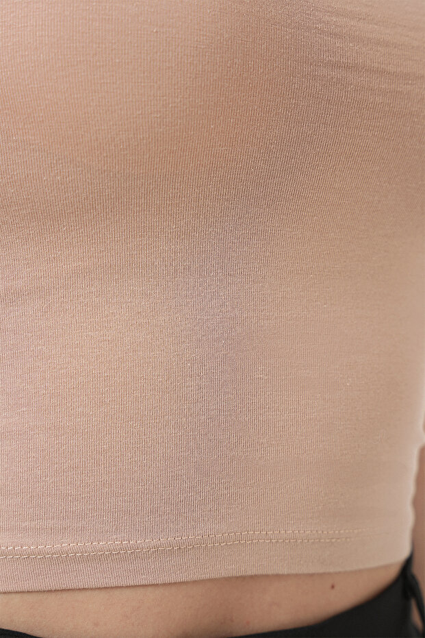 Kadın İp Askılı Basic Crop Büstiyer 973 - Krem - 5