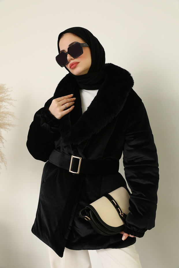 Kadife Detaylı Mont - 2