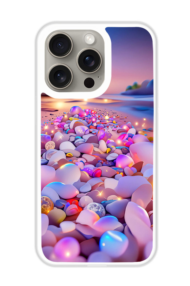 Protective Case Cover For APPLE IPHONE 15 Pro Max Glow Stones 3 (White Bumper)