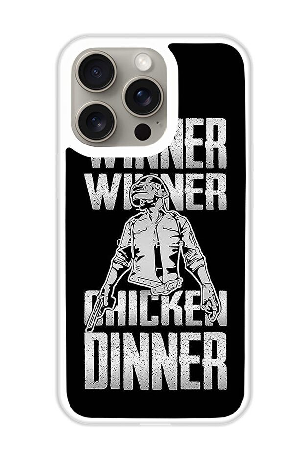 Protective Case Cover For APPLE IPHONE 15 Pro Max Winner Winner Chicken Winner (White Bumper)
