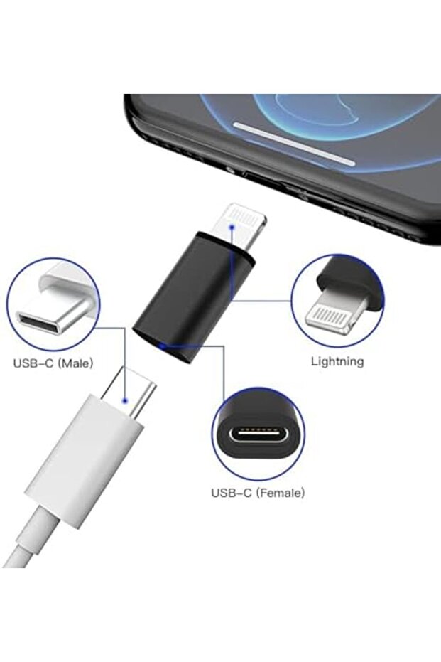 iPhone Uyumlu OTG Adaptörü | USB C Dişi - Lightning Erkek Dönüştürücü | Type-C Flash Bellek - 3