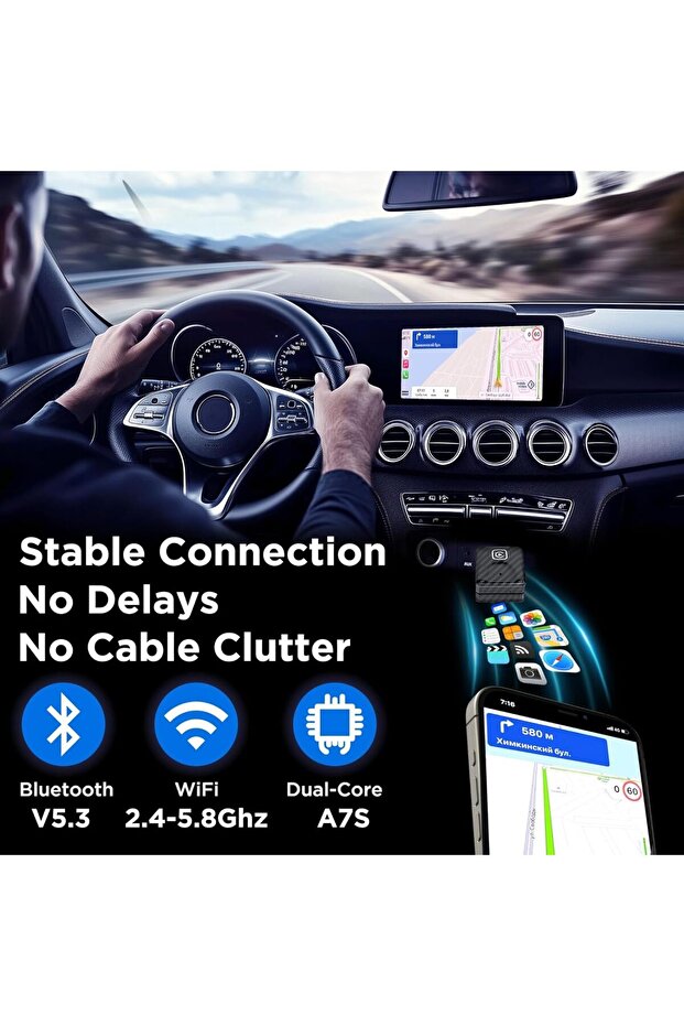 Wireless Carplay & Android Auto Adapter, 2 1 Transforms Wired Wireless Plug Play, Compatible Oem - 3