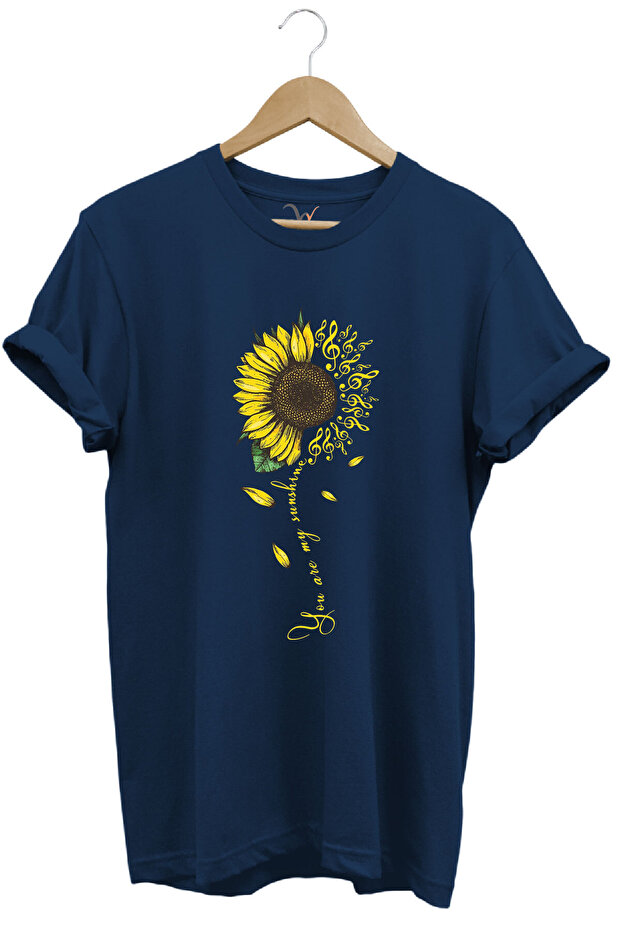 Yellow Sunflower Pattern You Are Sunshine Text Printed 100% Cotton Regular Fit Unisex T-Shirt