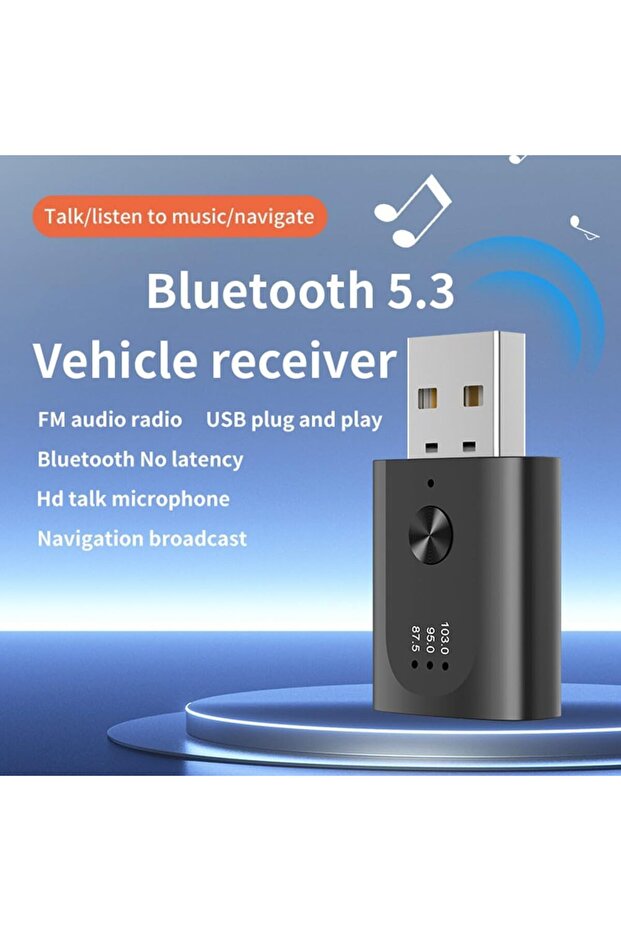 محول USB Bluetooth 5.3 لاسلكي لاستقبال الصوت وجهاز إرسال الميكروفون والمكالمات بدون استخدام اليدين - متوافق - 4