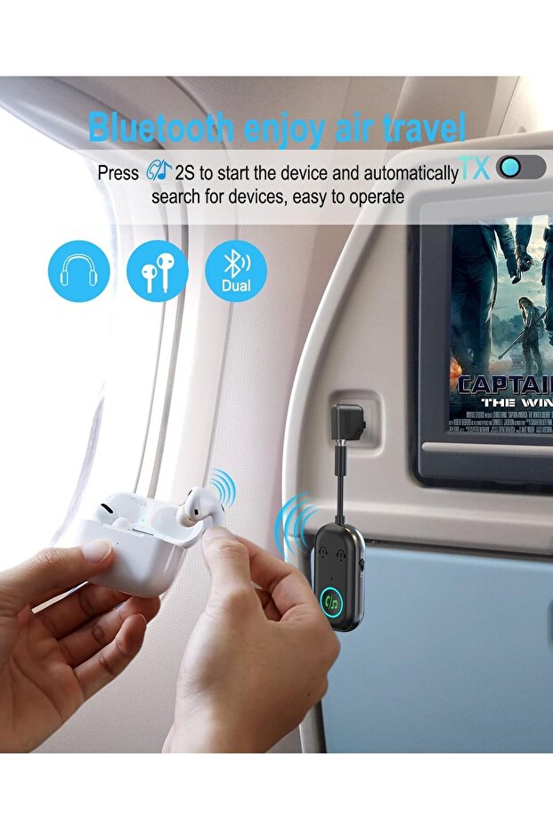 Bluetooth 5.3 Transmitter Receiver, 2--1 Bluetooth Adapter Airplane, Bluetooth Transmitter - 2