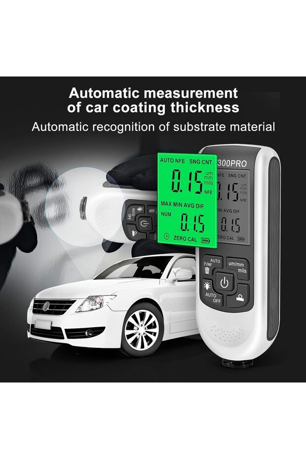 مقياس سمك الطلاء الرقمي بشاشة LCD، جهاز اختبار طلاء المعادن، نطاق القياس التلقائي 0 - 2