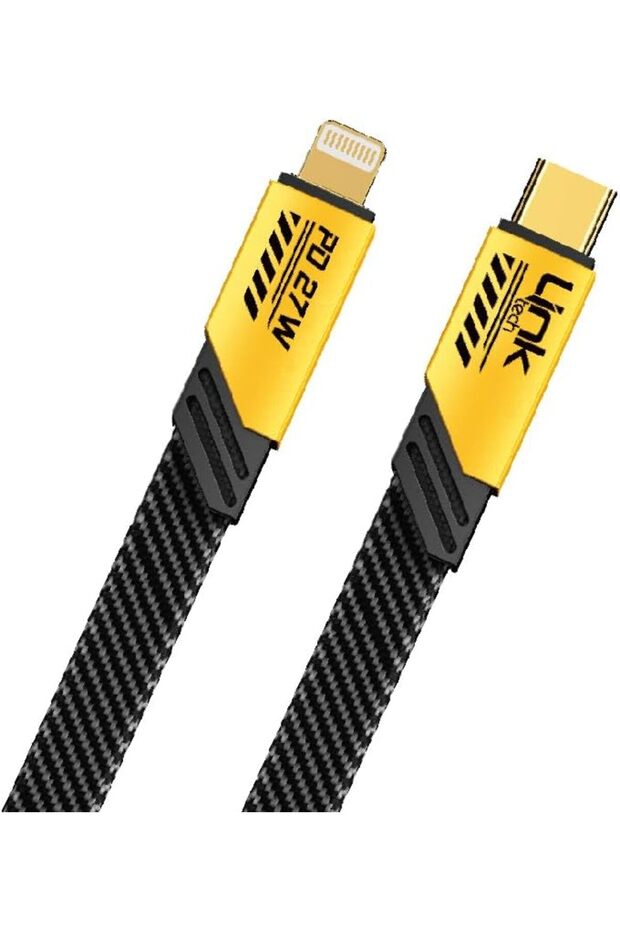 K473 Mecha Style Type-C to Lightning 27W 1.2mt Şarj Kablosu Sarı AC BOX 861931 - 1