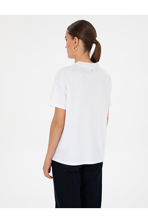 Beyaz Oversize Basic Tişört 50316880-VR013 - 5