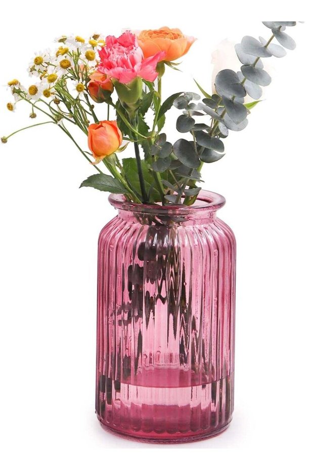 FFD Glass Vase Stylish Glass Bud Vase Unique Design Flower Pot Decorative Cute and Clear Glass Flow