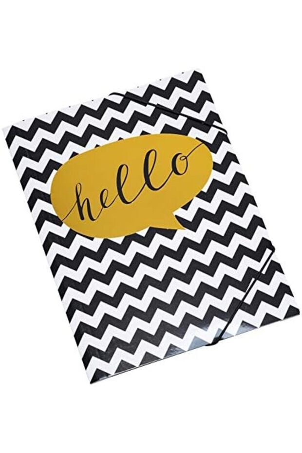 Snshop Elastic File Folder A4 Size Gilded Hello Printed 467437 - 3