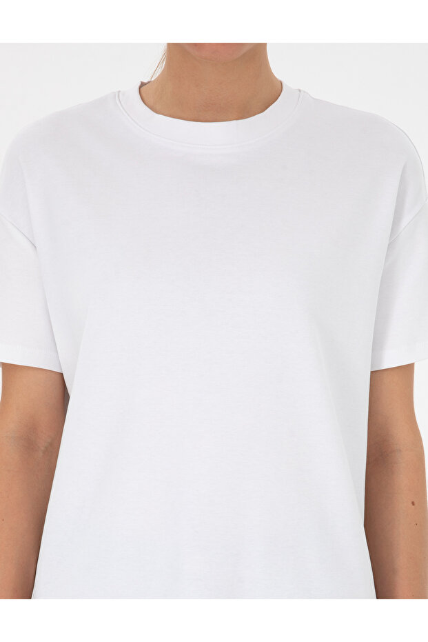 Beyaz Oversize Basic Tişört 50316880-VR013 - 6