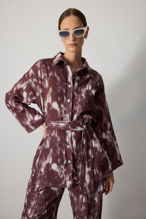 طقم بنطلون قميص منقوش - 2