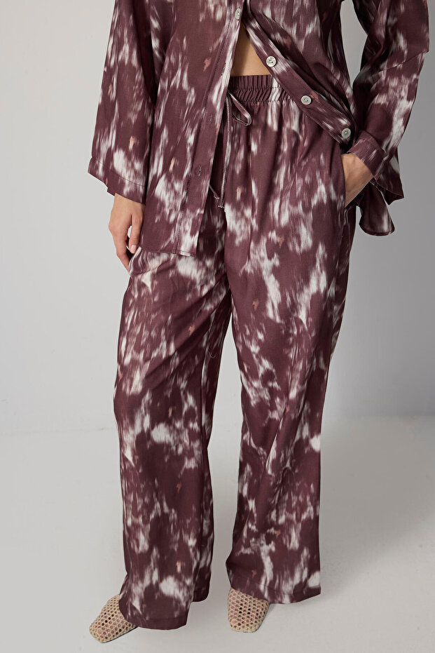 طقم بنطلون قميص منقوش - 5