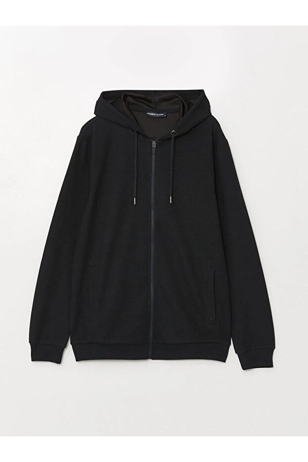 LCWAIKIKI Classic Kapüşonlu Uzun Kollu Erkek Fermuarlı Sweatshirt (W5) - 4