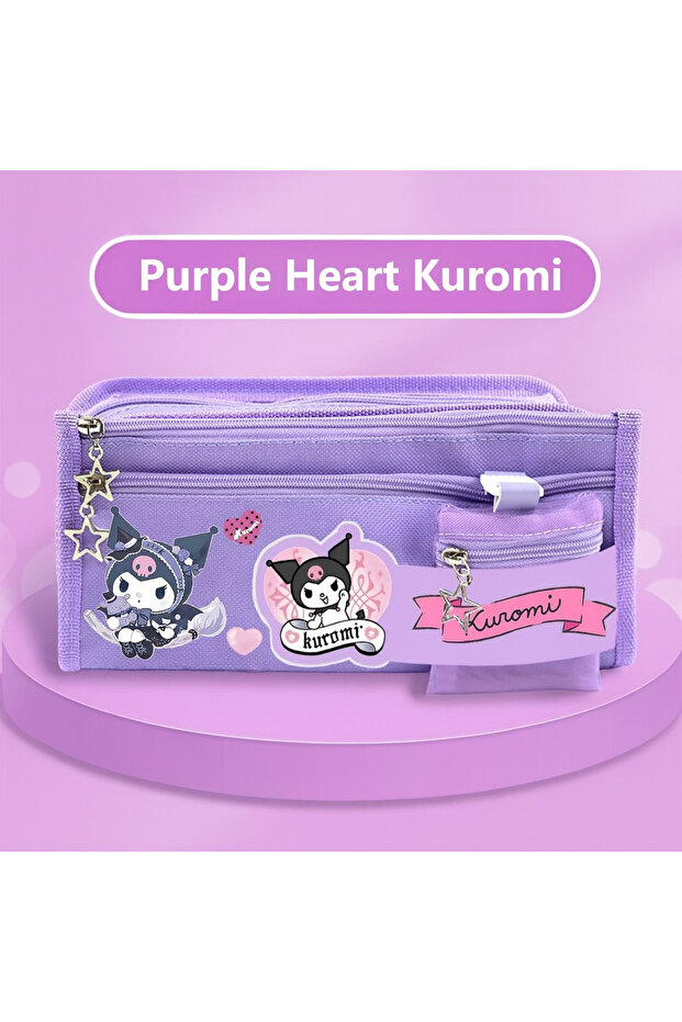 Sanrio Kuromi Kawaii Purple Pencil Case – High Capacity Multi-Eye Pen Holder