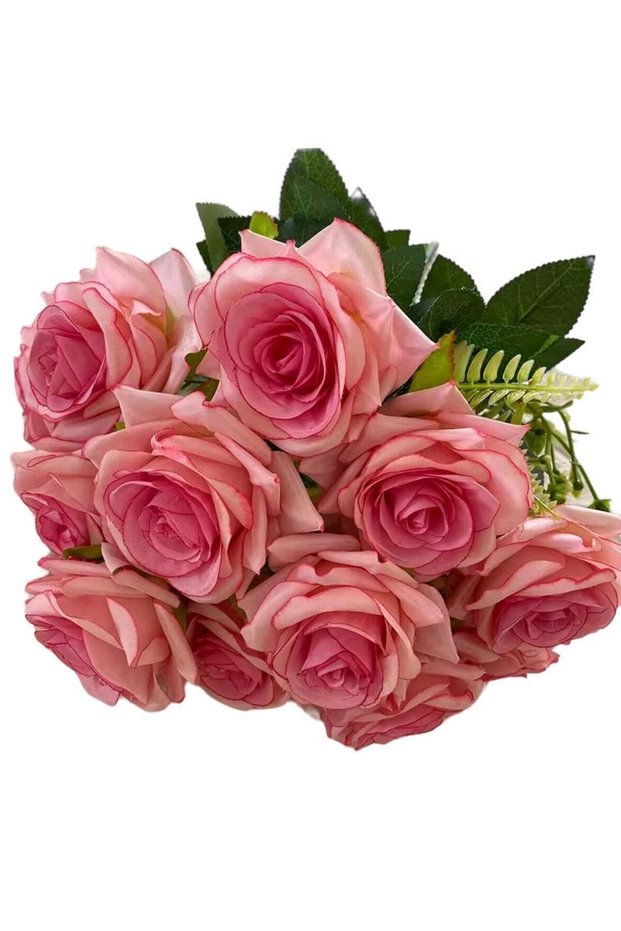 12 Head Rose Artificial Flower Dark Pink