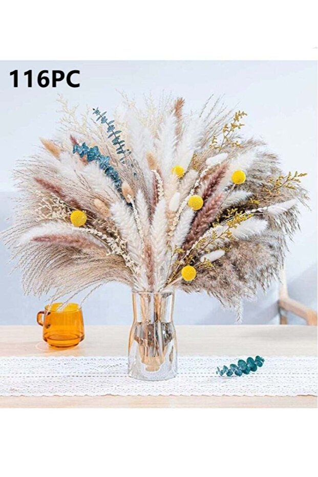 116-Piece Natural Pampas Grass Decor 46cm Dried Flowers For Decoration Artificial Flower Bouquet Fo
