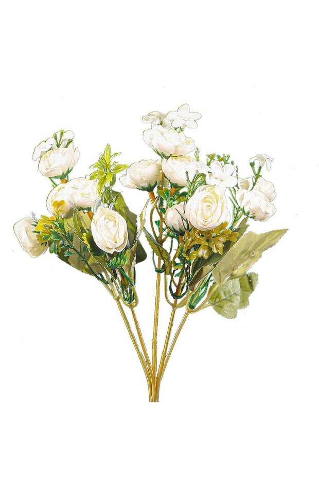 Petite Bloom: Mini Artificial Peony Flowers Bouquet White