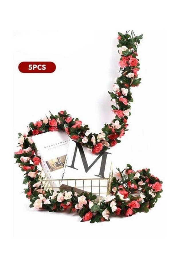 Artificial Flower Ivy Vine,5 Pack Rose Vines Simulated Plant Vines Decor,DIY Hanging Rose Ivy Fake