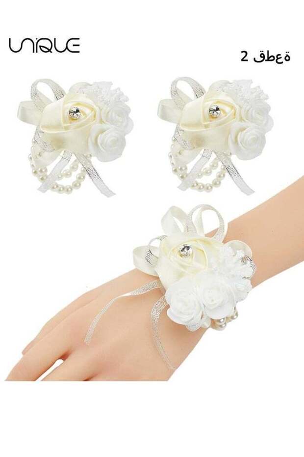2 PCS Women's Wrist Corsage, Wedding Groomsmen and Bridesmaids Corsages, Rose Wristlet Band, Bracel