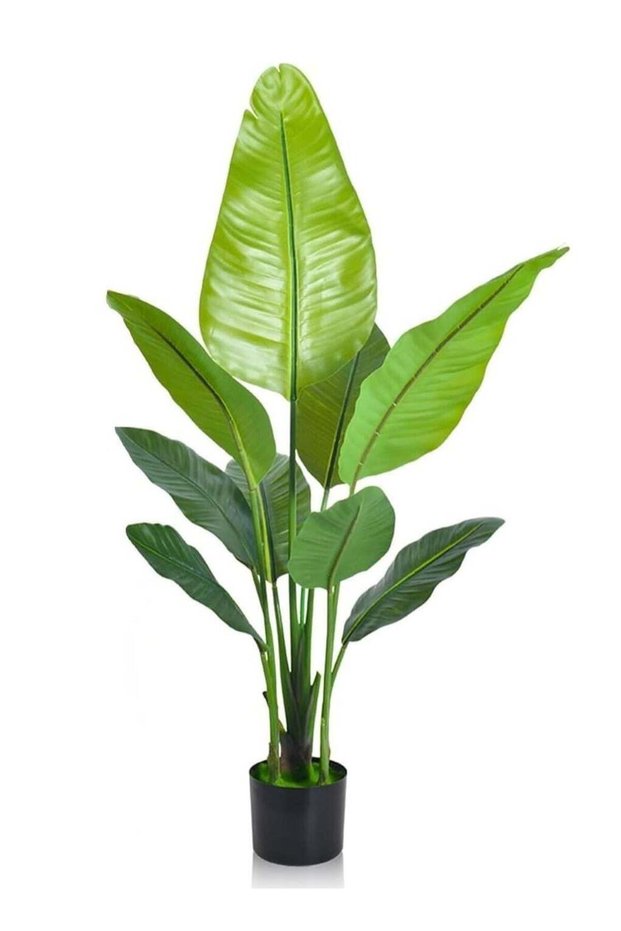 Essentials 360 Artificial Banana Tree 120cm Faux Banana Plant with Lifelike Leaves, Bird of Paradis