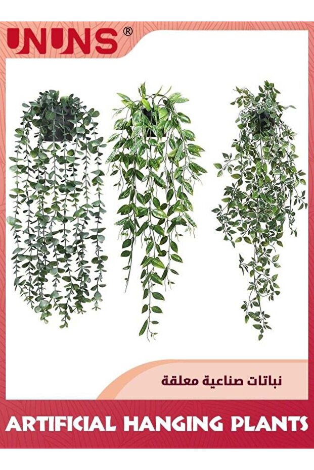 Artificial Hanging Plants,3 Pack Fake Hanging Plants With Pots,Fake Potted Greenery Plants Faux Euc