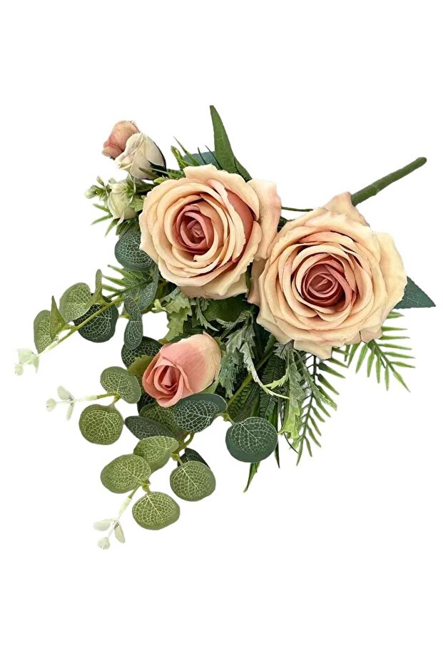 Artificial Rose Bouquet for Home Decoration, Light Orange