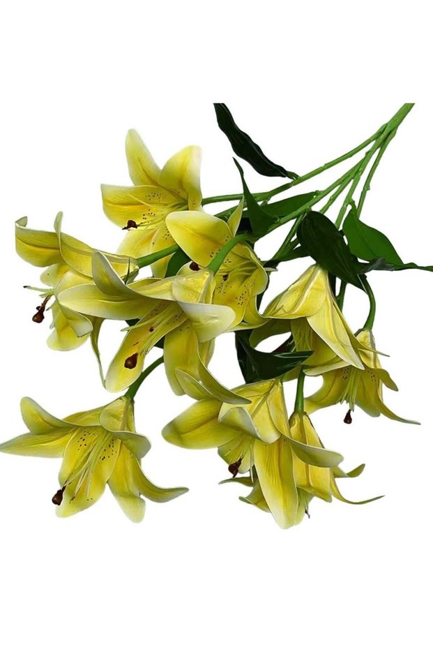 3D Small Lily Artificial Flower Decor Young Yellow