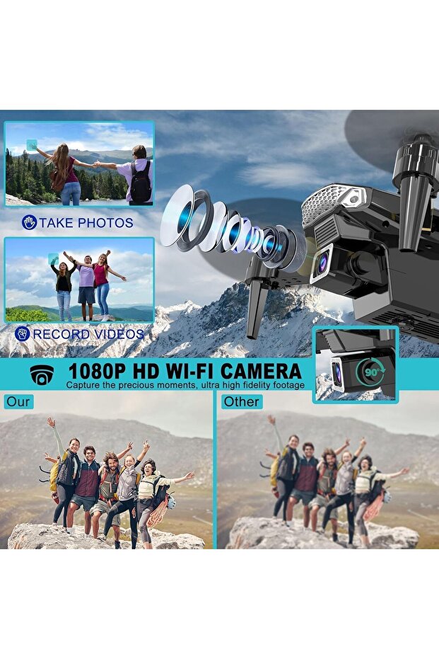 طائرة بدون طيار قابلة للطي E88 مزودة بكاميرا مزدوجة عالية الدقة بدقة 4K، وتجنب العوائق، والحفاظ على الارتفاع، صغيرة الحجم، متعددة الألوان - 5