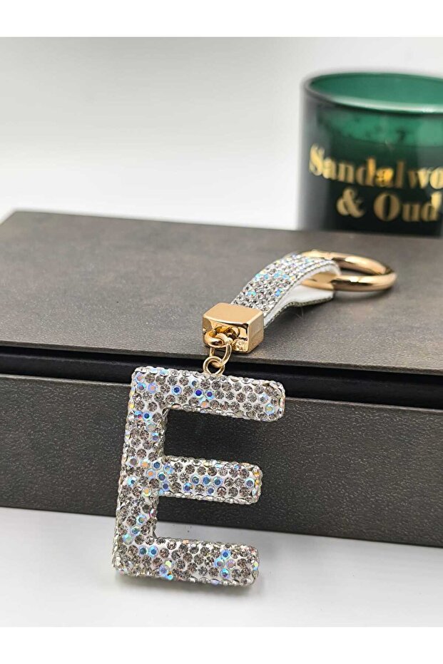Zircon Stone Charmed Letter Keychain