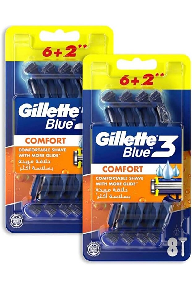Blue3 Comfort Disposable Razors, 6+2 Count (Pack of 2)