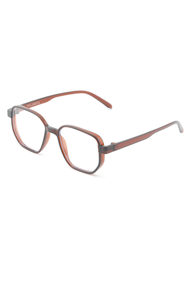 Unisex Brown Framed Blue Light Protection Blue Block Transparent Glasses Tctgt000101G0204