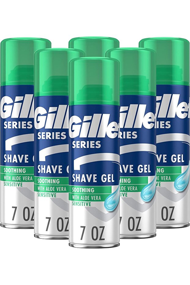 Gillette Fusion Shave Gel For Men With Almond Oil For Sensitive Skin 5x Action Cleanses Hydrates Protects Refreshes And Soothes 6x200ml