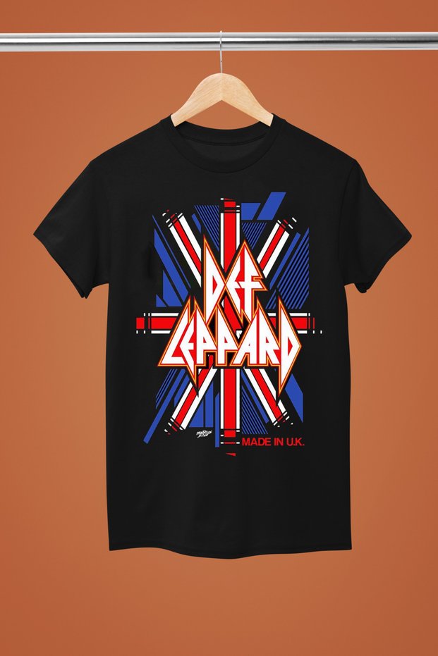 تيشيرت DEF LEPPARD مطبوع من القطن بأكمام قصيرة وقصة عادية
