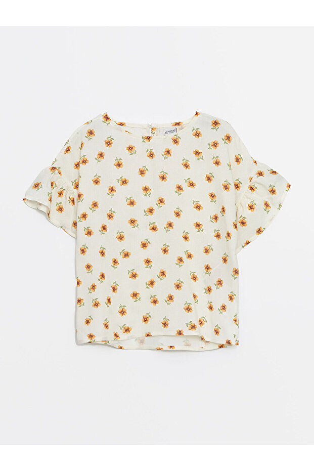 Crew Neck Floral Girl's Blouse