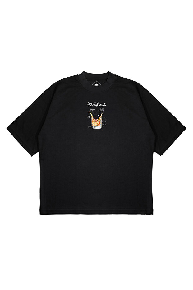 Unisex Oversize Old Fashioned Cocktail Printed Boxy Fit Thick Fabric (240Gsm) T-Shirt