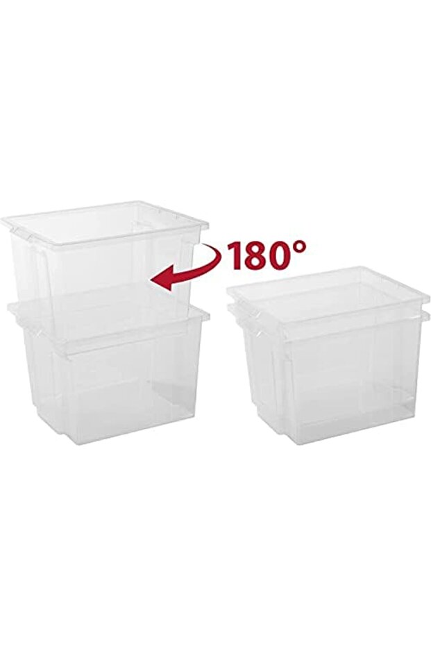 Polysight Ohyama Versatile Storage Boxes, 30L, Set of 3, Transparent, Latch, Stackable, Clear P - 3