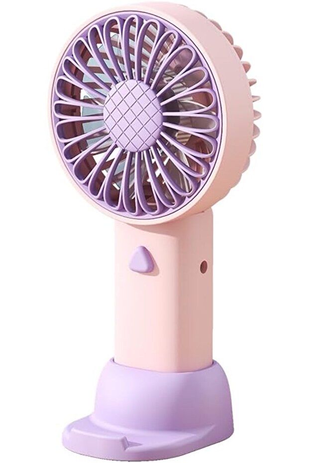 Portable and compact fan, gentle and even air output, handheld upright, sunflower shape