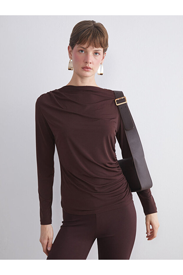 Crew Neck Gathered Women's Bodysuit (W5)
