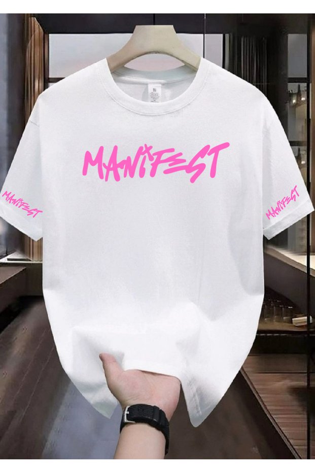 Manifest Group T-Shirt White Unisex 100% Cotton Breathable Fabric T-Shirt Front Back Printed