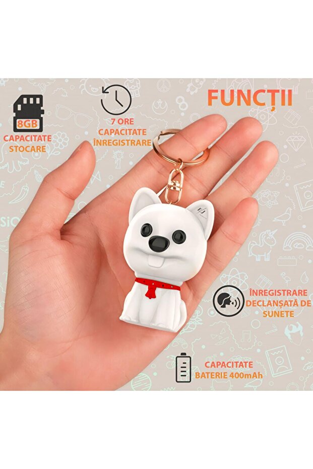 Mini Keychain Voice Recorder GL-16, Spy Device, MP3 Player, 8GB Memory - 2