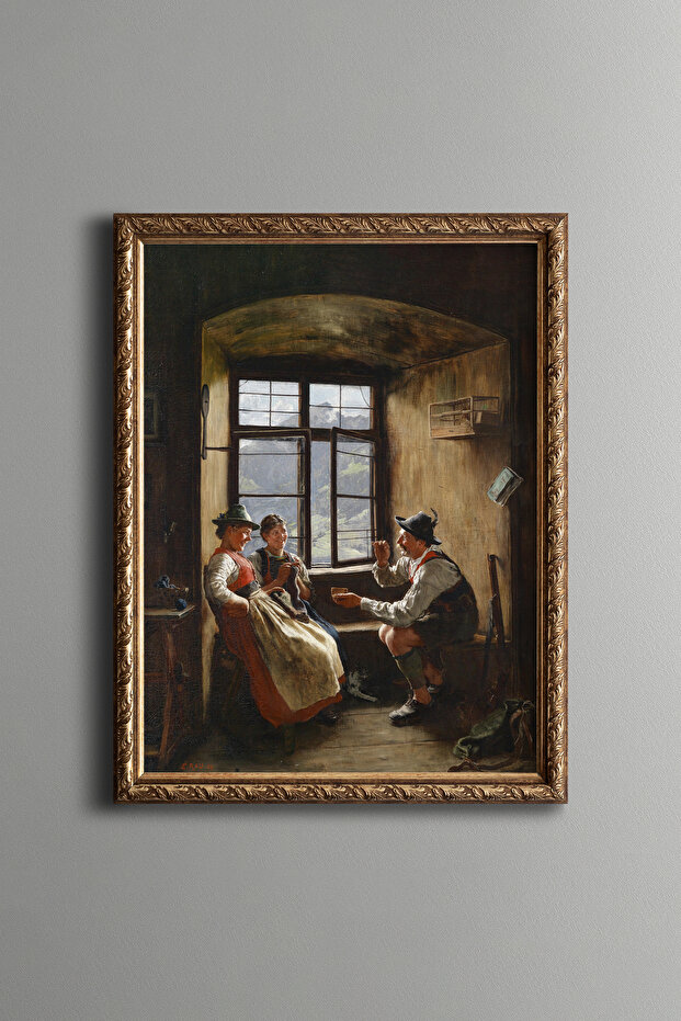 Resting Hunter - Vintage Patterned Frame - 1